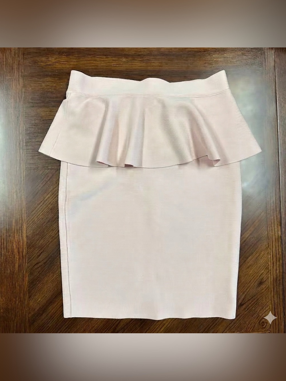 BCBGMAXAZRIA Bare Pink Peplum Bandage Bodycon Skirt Small